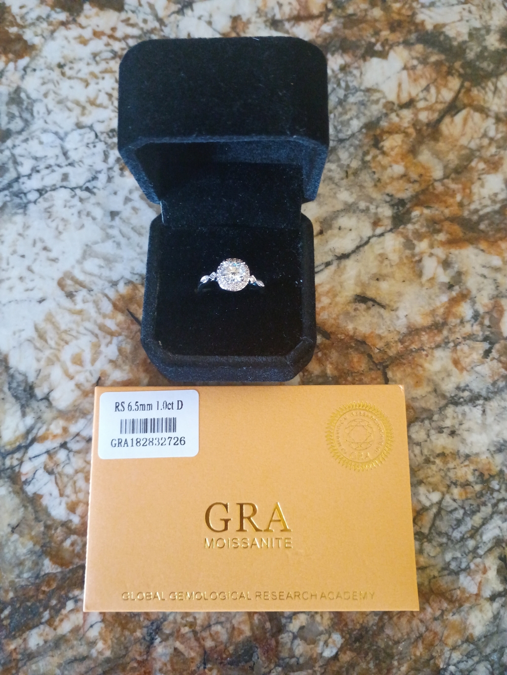 1 CT D Color Moissanite Sterling Silver Halo Ring Size 7 GRA Included